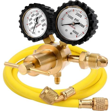 Régulateur D'Azote avec Pression de Distribution de 0 à 800 PSI, Raccord D'Entrée de Tuyau CGA580 et Raccord de Sortie Évasé Mâle 1/4 Pouces (1/5)