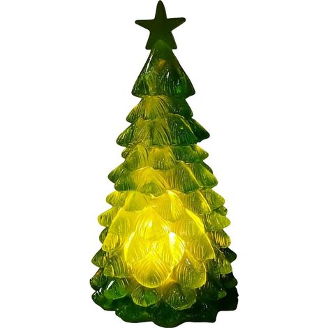 Arbre De Noël De Bureau - LED Translucide Avec Étoile En Sommet - Alimenté Par Piles - Lumières Chaudes - Décoration Intérieure Pour Bureau Et Maison - 1 Pièce (1/5)