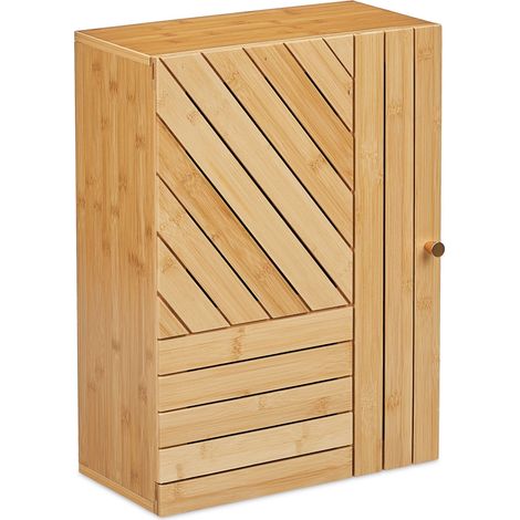 Armadio sospeso compatto per bagno 60 x 30 x 25 cm 2 livelli regolabili design elegante in bambù naturale 130013503