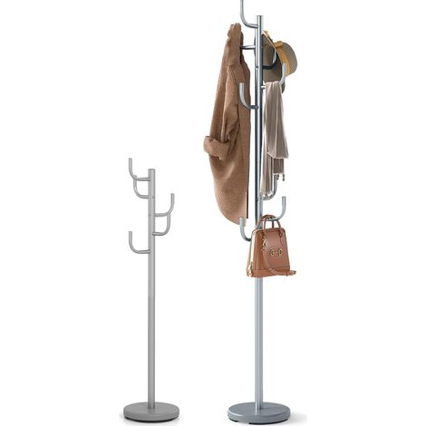 COSTWAY Porte Manteau sur Pied 175 CM, Porte Manteau Perroquet en Métal, 8 Crochets, Base Lestée, 2 Hauteurs, Crochet Incurvées, Style Cactus, pour Sacs, Chapeaux, pour Entrée, Chambre, Bureau (1/5)