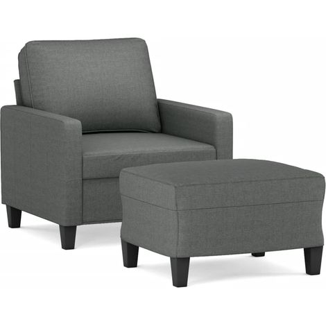 Maison Exclusive - Sessel mit Hocker Dunkelgrau 60 cm Stoff