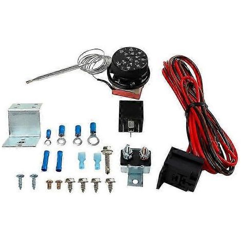 Kit de commande de thermostat pour ventilateur de radiateur électrique 12 V, câblage et relais pour voiture/camion (réf. 0716) (1/4)
