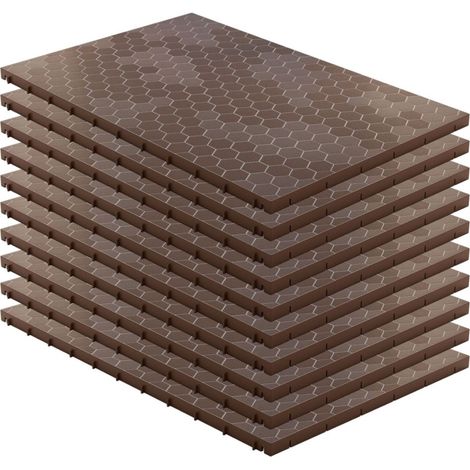 Lot de 10 Dalles de sol Clipsables Marron Taupe 116x76x3cm Polypropylène Revêtement de Sol Modulable 7.69m2 INTEC