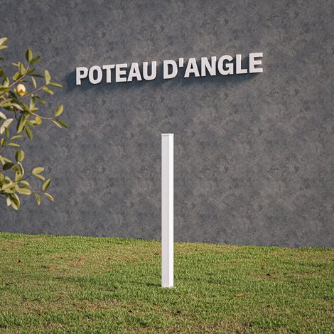 Mon Marché Déco – Poteau d'angle SLIM 120 cm en PVC – Accessoires inclus – Fixation sur muret ou sol béton – Compatible lisses droites et plaques soubassement