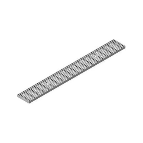Caniveau type 125, grille à barreaux longitudinaux 0,375 m, A15, 1,4404, lisse