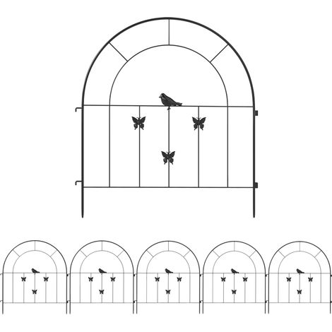 Recinzione da Giardino in Acciaio 300 x 70 cm con 5 Pannelli Decorativi Neri per Esterni (1/5)