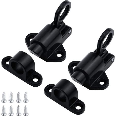 Lot de 2 anneaux de traction noirs en aluminium pour portes et fenêtres, verrous de sécurité automatiques à ressort avec vis. (1/3)
