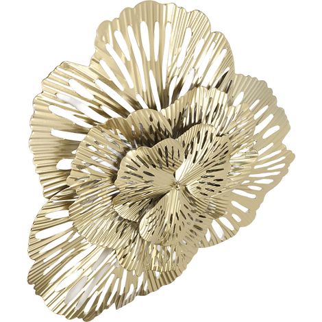 Décoration murale en métal, sculpture murale triangulaire moderne et élégante en fer représentant une fleur de ginkgo en 3D, idéale pour le salon, la chambre ou le hall d'entrée (Type B). (1/5)