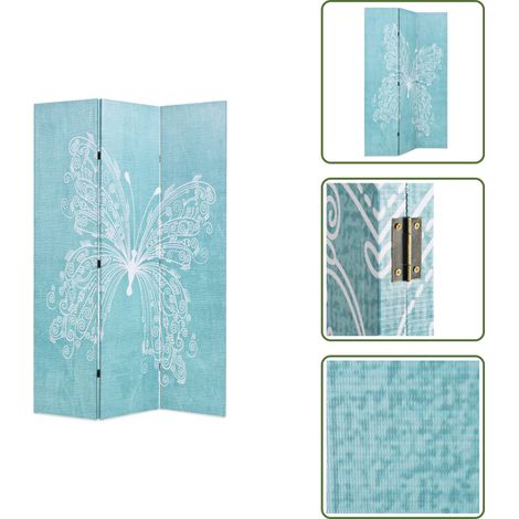 The Living Store Raumteiler klappbar 120 x 170 cm Schmetterling Blau - Raumteiler - Paravent - Raumtrenner - Stoff - Blau (1/5)