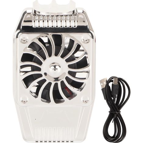 Refroidisseur de téléphone portable ultra silencieux avec pince rétractable, idéal pour le jeu, le streaming vidéo et les jeux vidéo. Couleur : argent. (1/5)