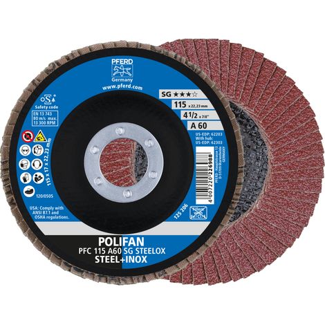Fächerschleifscheibe A 60SG gewölbt 115mm K60 Pferd (1/5)