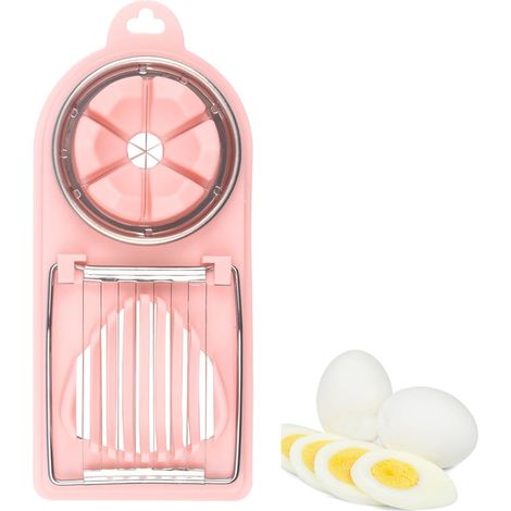 Sollbry Cortador de huevos 2 en 1, multifunción, para cortar huevos, plátanos, fresas y kiwis (rosa) (1/5)