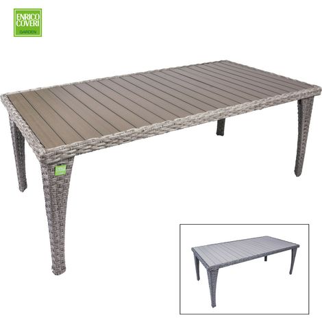 Tavolo da Giardino Esterno Struttura Acciaio Polyrattan Imperial Enrico Coveri - Colore principale: Grigio - Dimensione: 90 x 140 cm (1/3)