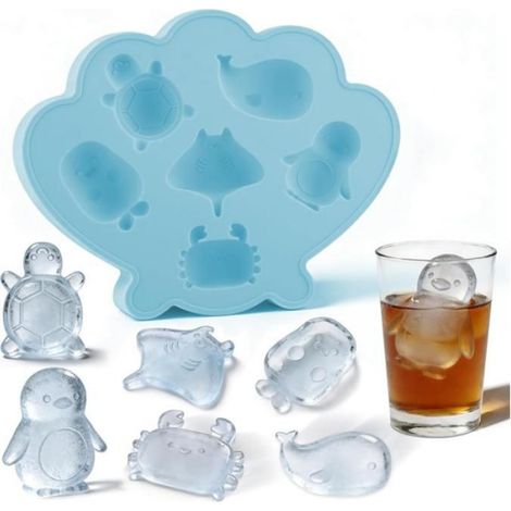 1PC Moule à glaçons,Silicone sans BPA,Design océan 3D,Tortue baleine,Cocktail whisky fête (1/5)