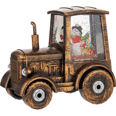 Boule de neige de Noël pour enfants (bonhomme de neige), en forme de tracteur, décoration scintillante (1/5)