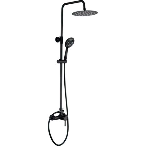 VALAZ Barra de ducha monomando redonda negro mate serie Ebro - 25cm (1/3)
