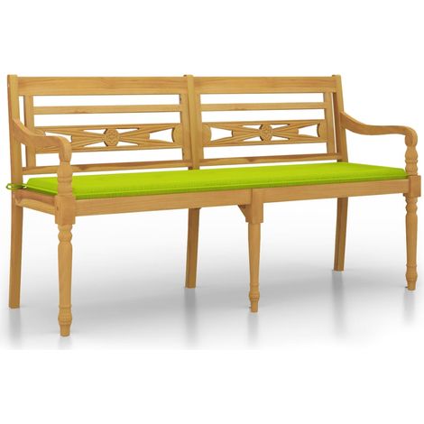 Maison Exclusive - Panchina Batavia Cuscino Verde Chiaro 150cm Legno Massello Teak