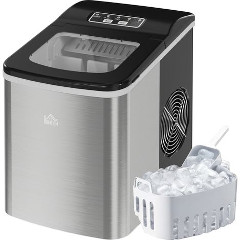 Ice Maker Machine Countertop-9 Ice Cubes in 8 Mins-12KG in 24Hrs-Self-Cleaning Portable Ice Cube Maker w/ Adjustable Ice Size-Ice Scoop-Basket-Stainless Steel-No Plumbing Required-Black (1/5)