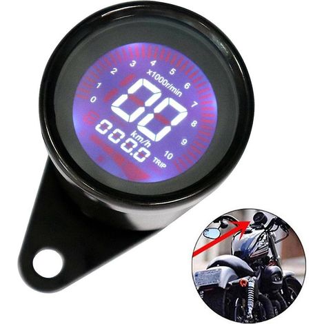 Universelles 12V Motorradinstrument, modifizierter digitaler Motorrad-Tachometer, Drehzahlmesser, LCD-Anzeige