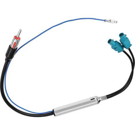 Adaptateur d'Antenne Stéréo pour Autoradio,Adaptateur d'Antenne Double Câble à Mâle Amplificateur de Signal pour Tous Les Modèles avec Connecteur Double Fakra (1/4)