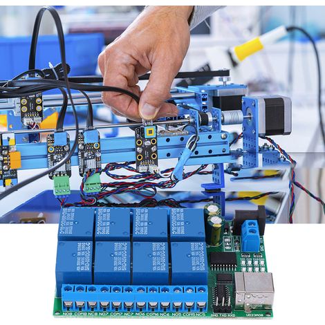 UD23A08 USB-Relaismodul, multifunktionales 8-Kanal-UART-Seriell-Port-Motorsteuermodul (DC5V) (1/5)