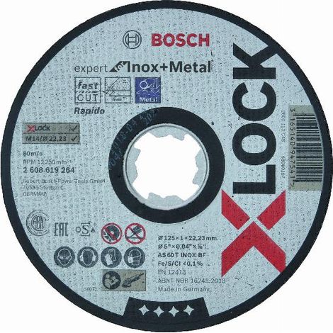 BOSCH Expert dischi da taglio per acciaio inox + metallo - X-LOCK Ø125 x 1 - 2608619264