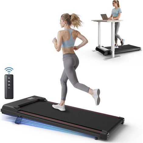 Tragbares Laufband, 2,5 PS – Extrem leise – Geschwindigkeit 1 bis 10 km/h – Maximale Belastbarkeit: 136 kg – LED-Anzeige – Inkl. Fernbedienung, Schwarz
