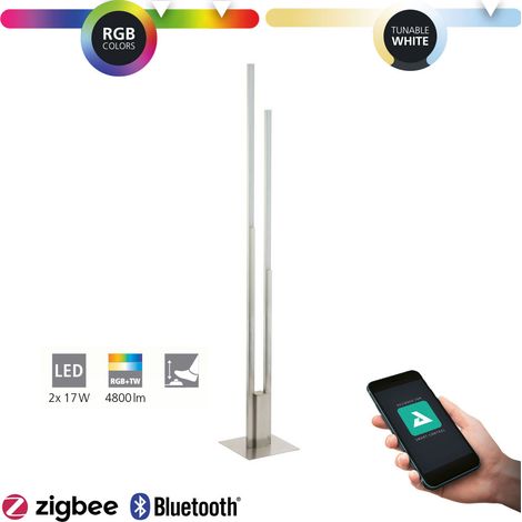 Piantana Contemporanea Fraioli-Z Alluminio Nichel Satinato 2 Luci Led 17W (1/5)