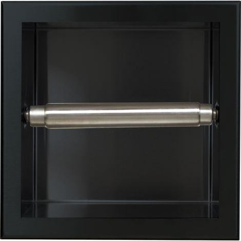 Balneo Porte-papier toilette encastrable 17,3x17,3x8,7cm, acier inoxydable, finition noir, WALL-BOX PAPER 1 (1/5)