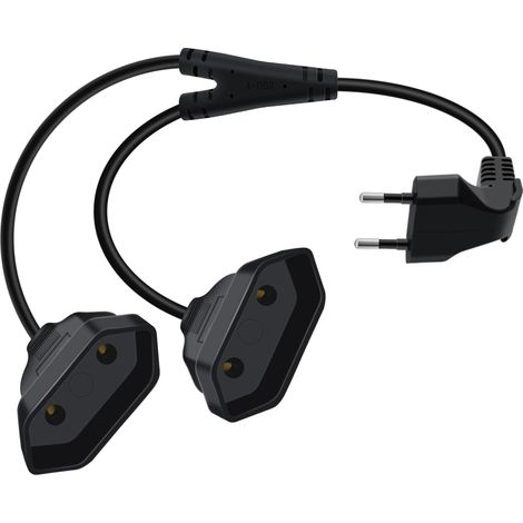 Câble D'extension Euro 2 en 1 Rallonge Câble Euro Électrique Type C 2.5A 250V pour Appareils Ménagers, Téléviseurs, Ordinateurs Etc (Noir, 1 m) (1/5)