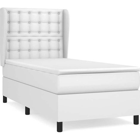Maison Exclusive - Giroletto a Molle con Materasso Bianco 90x200 cm in Similpelle (1/5)