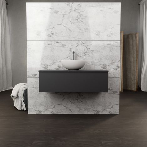 Inda - Mobile bagno L.100 con lavabo in appoggio / Nero opaco 1