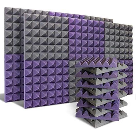Set aus 24 Akustikpaneelen, Schallschutzschaumstoffplatten, Schallschutzkeilen für Studios, geräuschdämmender Schaumstoff für Wände, für Musikstudios usw. (1/4)