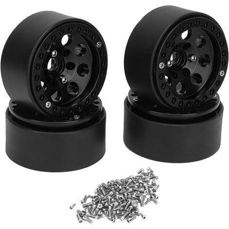 Lot de 4 jantes en alliage d'aluminium noir de 1,9" pour Axial SCX10 II et III (1/5)