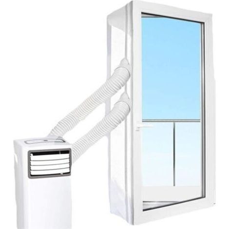 Deux fenêtres à double vitrage avec tissu d'étanchéité, déflecteur d'air conditionné, déflecteur d'air conditionné mobile, tissu d'étanchéité pour climatiseur, 5 mètres de double tube. (1/5)