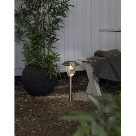 LED Solar-Pollerleuchte ,Barcelona', Edelstahl, Dämmerungssensor, warmweiß, 41cm (1/5)