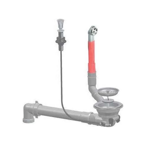 Desagüe de fregadero automático de 90 mm de diámetro con tubería que ahorra espacio y rebosadero redondo