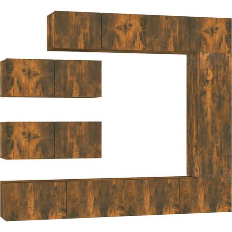 Maison Exclusive - Set di Mobili Porta TV 7 pz Rovere Fumo in Legno Multistrato (1/5)