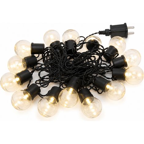 Guirlande LED Extérieure Étanche, 20 Globes Transparents Blanc Chaud, Raccordable 220 V, Camping et Fêtes (1/5)