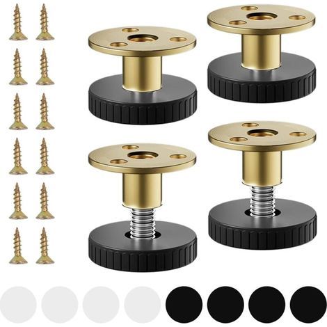 Juego de 4 patas ajustables para mesa, pies ajustables de 33-40 mm, patas niveladoras, patas para muebles con accesorios de montaje y almohadillas antiarañazos, aptas para mesas. (1/4)