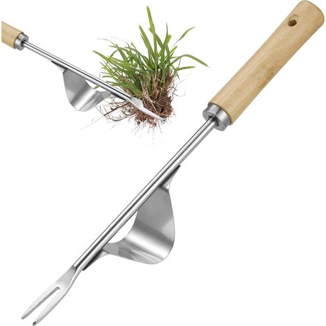 Jardinière Manuelle, Désherbeur Manuel Outil Gouge de Désherbage en Acier Inoxydable avec poignée Bois Pelle Jardinage Arrache Pissenlit,Outil de Jardinage Manuel pour Terrasse, Pelouse, Cour (1/5)