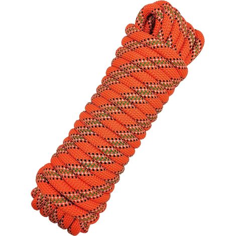 Corde Multi-usages de 10mm, Corde de Sauvetage pour Bateau, Corde de remorquage de Voiture, Corde de Levage, Corde d'escalade (Orange, 10m) (1/5)