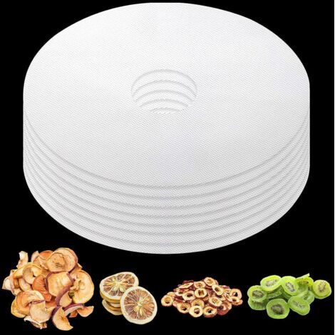 Sollbry Lot de 8 feuilles de déshydrateur rondes en silicone de 33 cm, tapis vapeur réutilisables, film en maille anti-adhésif, tapis déshydrateur de fruits pour sèche-linge à fruits