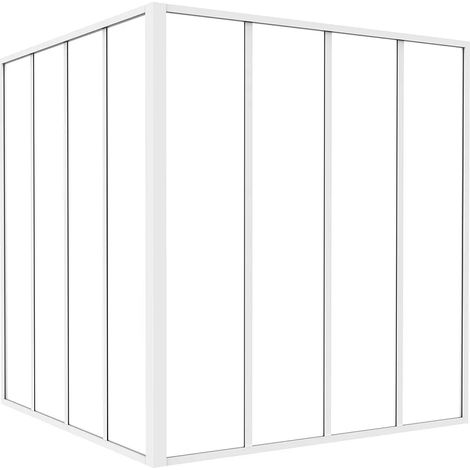 Verrière d'angle d'atelier en aluminium thermolaqué - L120 x L120 x H130 - Blanc - BAYVIEW