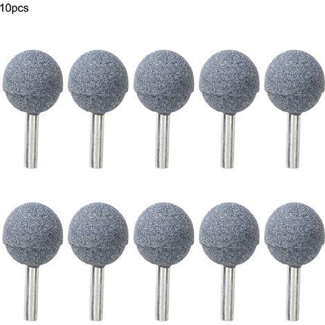Ortviai Meule à polir céramique montée sur tige 6 mm – 10 pièces, forme sphérique, gris, 6 x 25 mm (1/5)