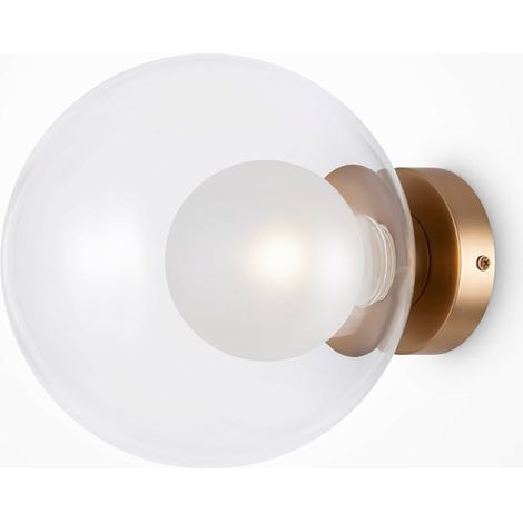 Applique globe en verre avec base or mat, 20 cm DELTONA (1/4)
