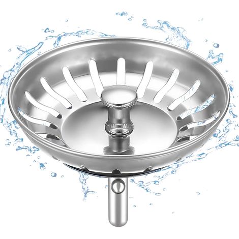 80mm Bouchon d'Evier de Cuisine - épaissi Acier Inoxydable Panier pour Bonde Evier Cuisine - Crépine d'évier Universelle Anti Colmatage avec Attrape Cheveux et Filtre pour éviers de Cuisine (1/5)