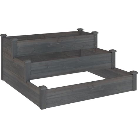 Vassoio per fioriera aiuola rialzata piante fiori terrazza giardino giardino 120 x 120 x 56 cm legno massello di abete grigio 020039340