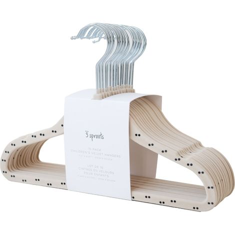 3 Sprouts - Velvet Hangers (15 pieces) - Double dot beige - 20.5 x 29 cm