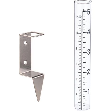 Pluviomètre - Support pour pluviomètre - Jardinage - Acier inoxydable - 12,7 cm (5 pouces) - Argent (1/5)